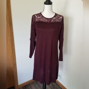 🎄 Maurices Plum Lace Sleeved Dress